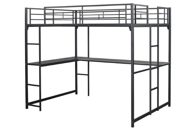 Cybill Full Loft Bed White, Silver, & Black - Inland Furniture (San Bernardino, CA)