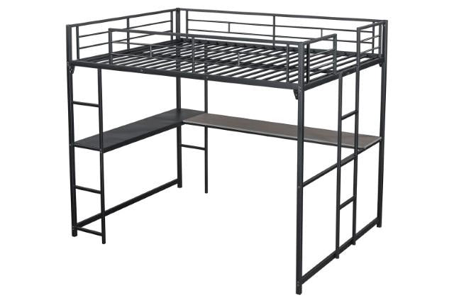 Cybill Full Loft Bed White, Silver, & Black - Inland Furniture (San Bernardino, CA)