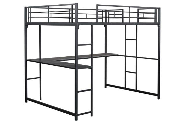 Cybill Full Loft Bed White, Silver, & Black - Inland Furniture (San Bernardino, CA)