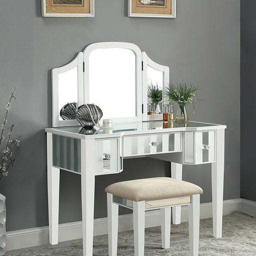 Cyndi White Vanity w/ Stool - Inland Furniture (San Bernardino, CA)