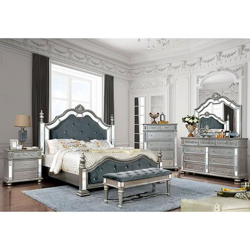 Azha Silver/Gray Cal.King & Queen Bed - Inland Furniture (San Bernardino, CA)