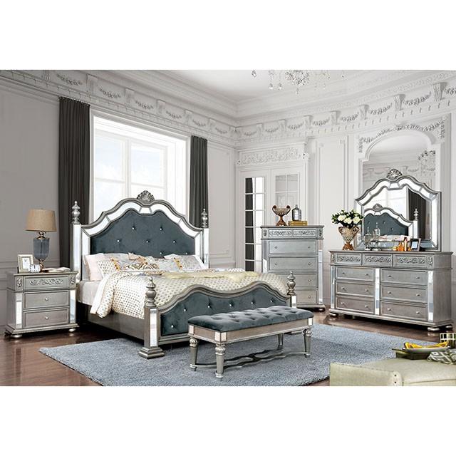 Azha Silver/Gray Cal.King & Queen Bed - Inland Furniture (San Bernardino, CA)