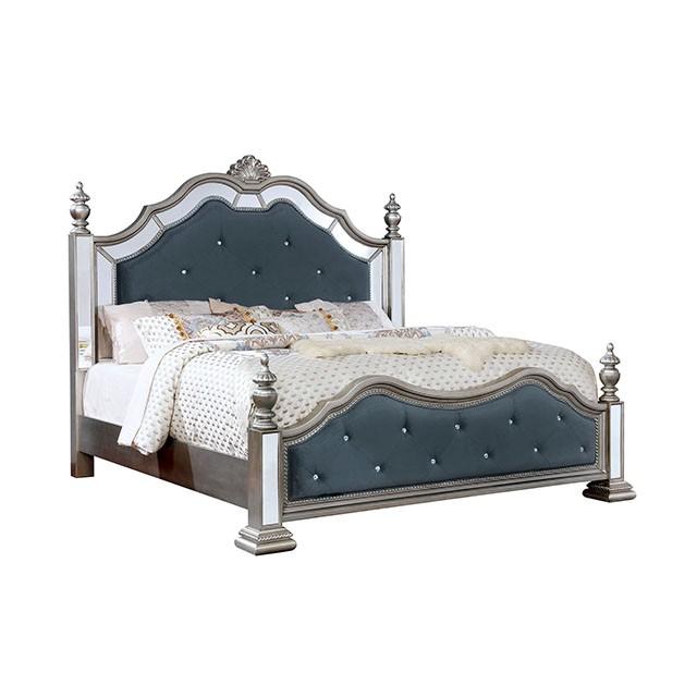 Azha Silver/Gray Cal.King & Queen Bed - Inland Furniture (San Bernardino, CA)