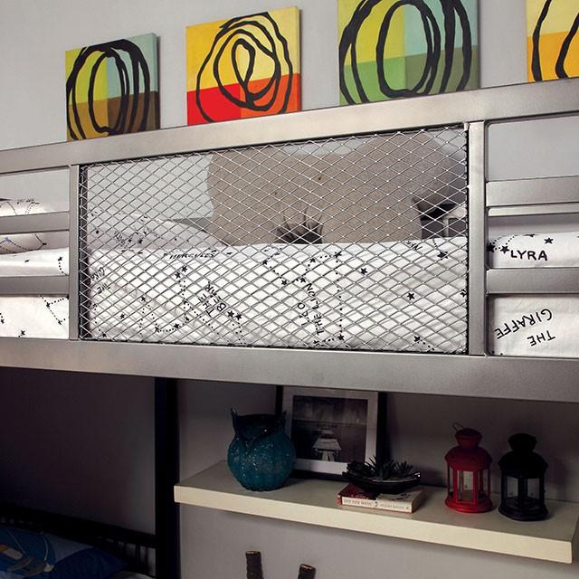 BALLARAT Silver Triple Twin Bunk Bed w/ Desk - Inland Furniture (San Bernardino, CA)