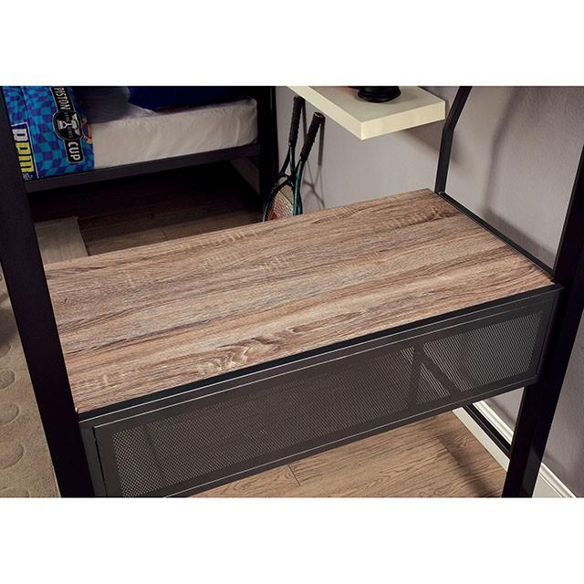 BALLARAT Silver Triple Twin Bunk Bed w/ Desk - Inland Furniture (San Bernardino, CA)