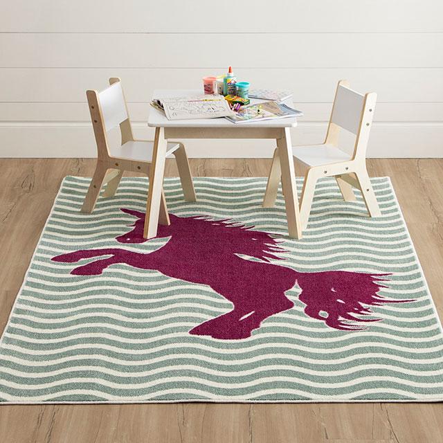 BARON 5' X 8', Area Rug, Horse, Sage Green/Fuchsia - Inland Furniture (San Bernardino, CA)