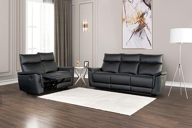 Bienne Loveseat Manual Recliner White & Black - Inland Furniture (San Bernardino, CA)
