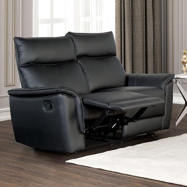 Bienne Loveseat Manual Recliner White & Black - Inland Furniture (San Bernardino, CA)