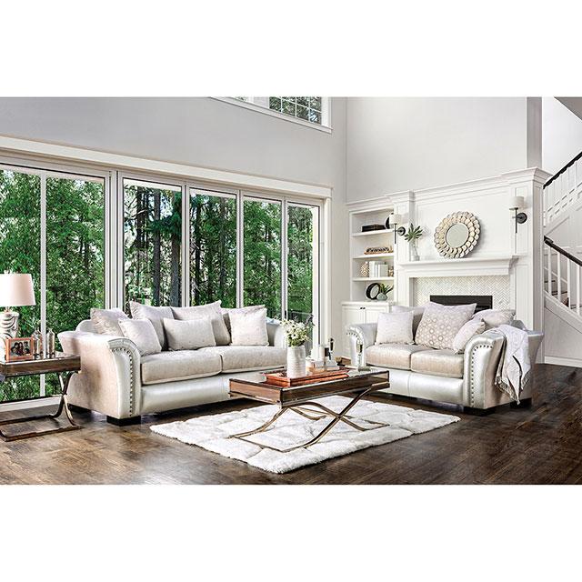 Benigno Love Seat Silver & Gray - Inland Furniture (San Bernardino, CA)