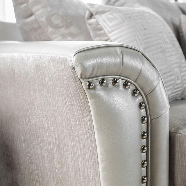 Benigno Love Seat Silver & Gray - Inland Furniture (San Bernardino, CA)