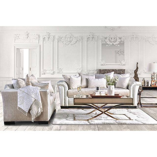 Benigno Love Seat Silver & Gray - Inland Furniture (San Bernardino, CA)