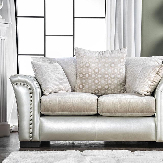 Benigno Love Seat Silver & Gray - Inland Furniture (San Bernardino, CA)