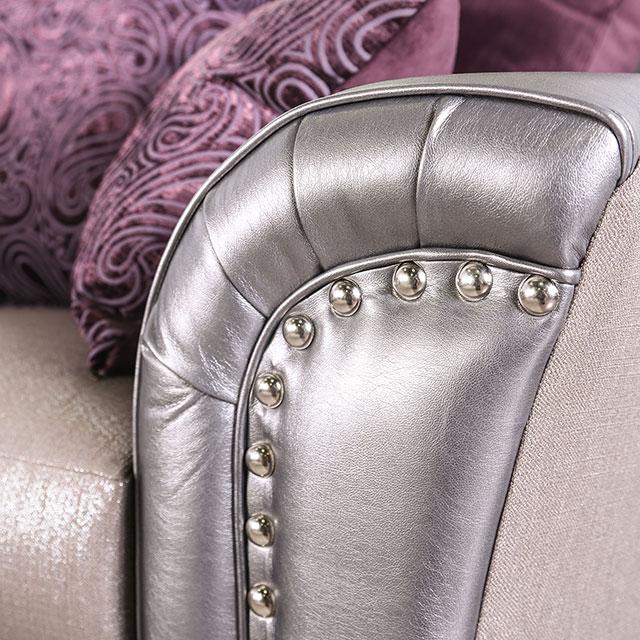 Benigno Love Seat Silver & Gray - Inland Furniture (San Bernardino, CA)