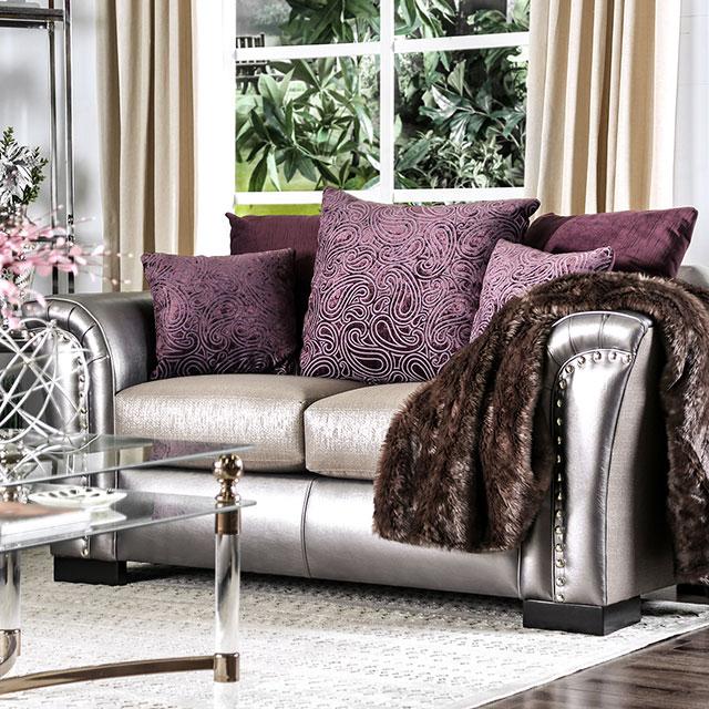 Benigno Love Seat Silver & Gray - Inland Furniture (San Bernardino, CA)