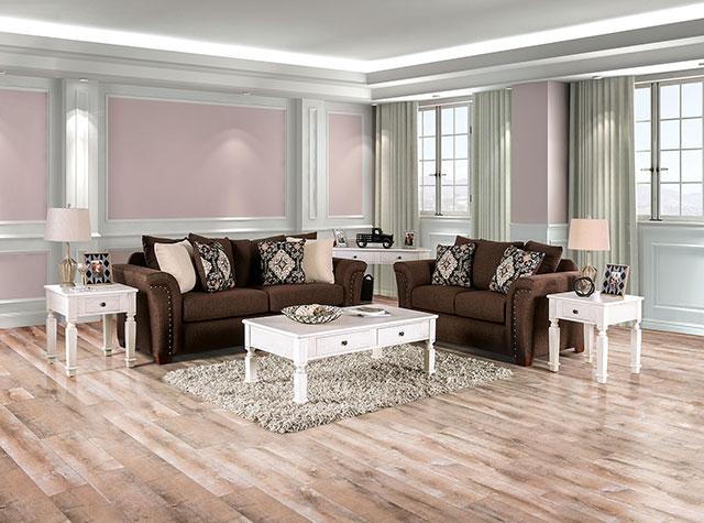 BELSIZE Loveseat Grey, Beige, & Choclate - Inland Furniture (San Bernardino, CA)