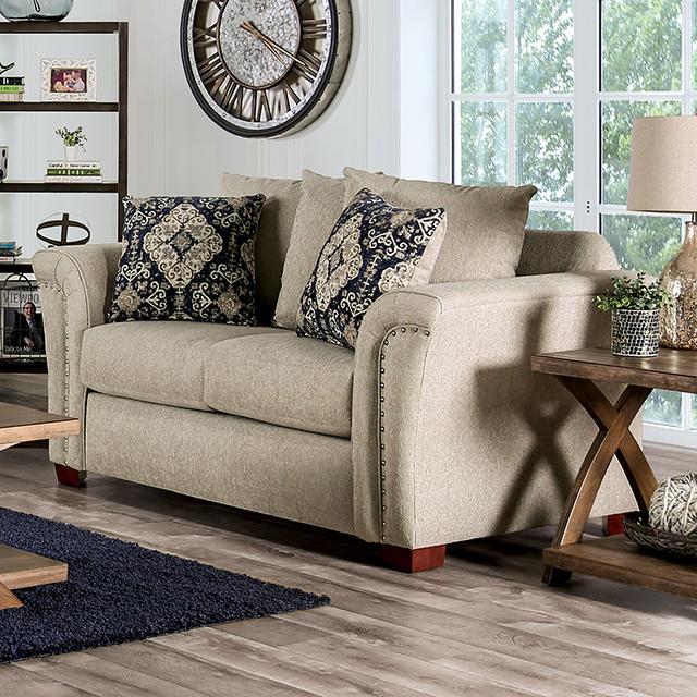 BELSIZE Loveseat Grey, Beige, & Choclate - Inland Furniture (San Bernardino, CA)
