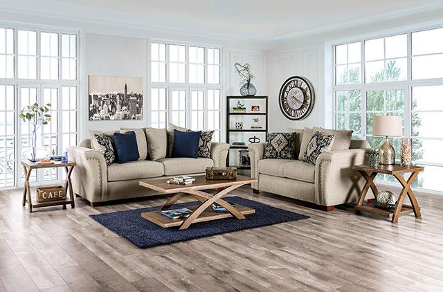 BELSIZE Loveseat Grey, Beige, & Choclate - Inland Furniture (San Bernardino, CA)
