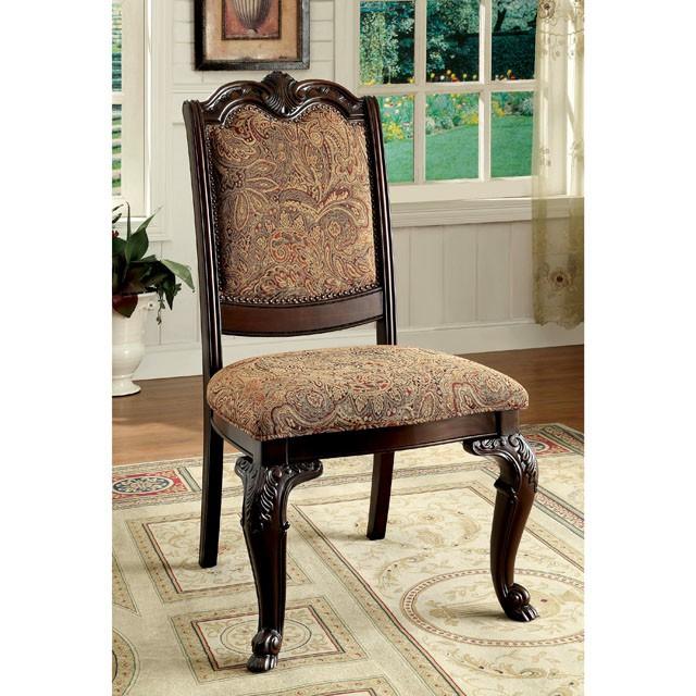 BELLAGIO Brown Cherry/Pattern Fabric Side Chair (2/CTN) - Inland Furniture (San Bernardino, CA)
