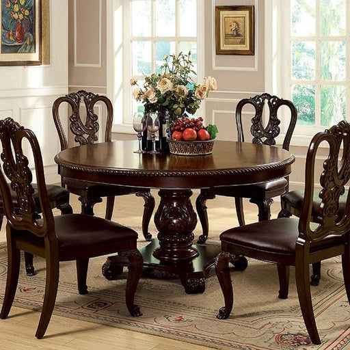 Bellagio Brown Cherry Round Dining Table - Inland Furniture (San Bernardino, CA)