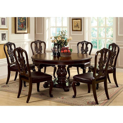 Bellagio Brown Cherry Round Dining Table - Inland Furniture (San Bernardino, CA)