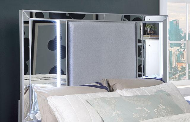 BELLADONNA Cal.King, E.King & Queen Bed, Silver - Inland Furniture (San Bernardino, CA)