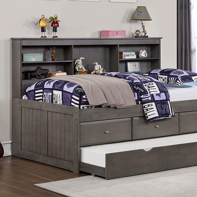 TIBALT Twin DayBed w/ Trundle, Dark Gray - Inland Furniture (San Bernardino, CA)