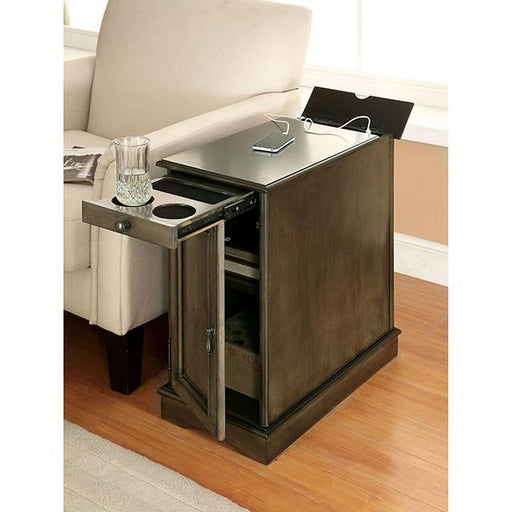 LILITH I Gray Side Table w/ USB - Inland Furniture (San Bernardino, CA)
