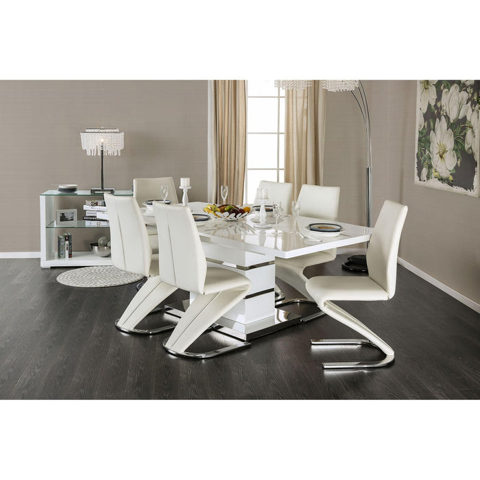 Midvale White/Chrome Side Chair (2/CTN) - Inland Furniture (San Bernardino, CA)