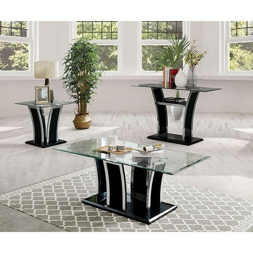 Staten Glossy Black/Chrome End Table - Inland Furniture (San Bernardino, CA)
