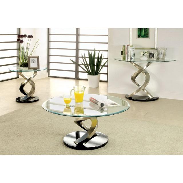 NOVA Satin Plated/Black Sofa Table - Inland Furniture (San Bernardino, CA)