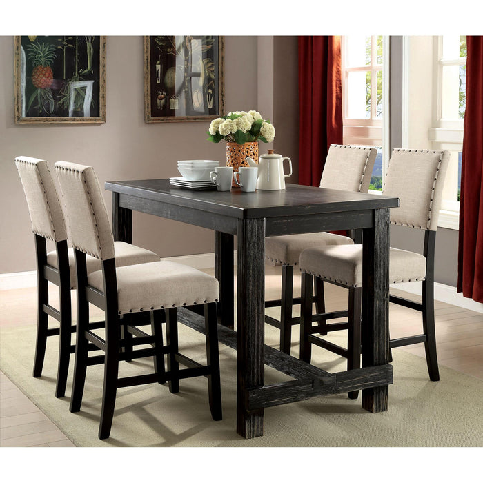 Sania III Antique Black 60" Counter Ht. Table - Inland Furniture (San Bernardino, CA)