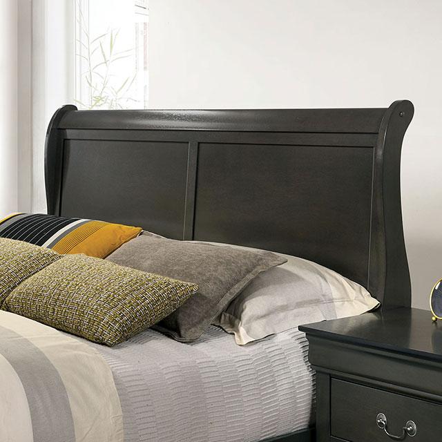 Louis Philippe Cal.King Bed Black & Grey - Inland Furniture (San Bernardino, CA)