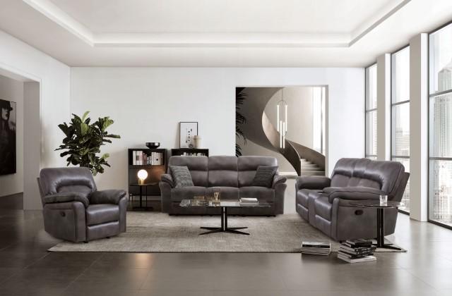 JOSIAS Sofa, Dark Gray Leatherette - Inland Furniture (San Bernardino, CA)