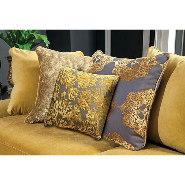 Viscontti Gold/Gray Sofa, Gold - Inland Furniture (San Bernardino, CA)
