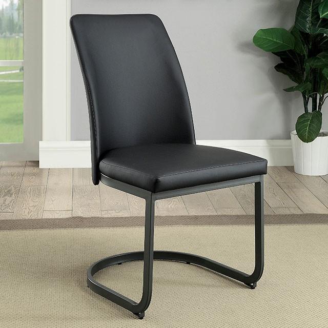 Saskia Dark Gray/Black Side Chair (2/CTN) - Inland Furniture (San Bernardino, CA)