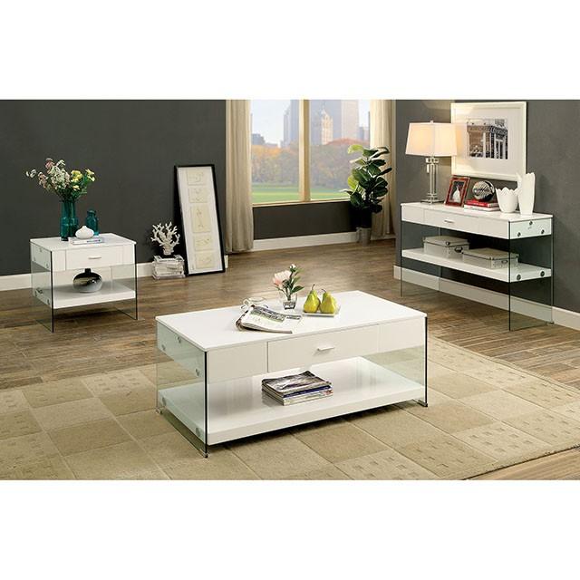 Raya White Sofa Table, White - Inland Furniture (San Bernardino, CA)