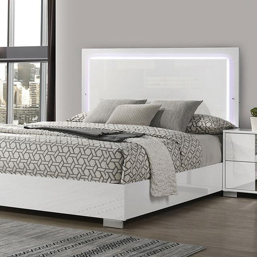 Sinistra E.King & Queen Bed White, Black & Beige - Inland Furniture (San Bernardino, CA)