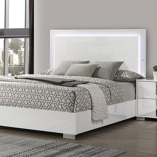 Sinistra E.King & Queen Bed White, Black & Beige - Inland Furniture (San Bernardino, CA)