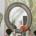 Kamalah Antique Gray Round Mirror - Inland Furniture (San Bernardino, CA)