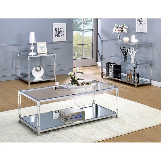 Ludvig Chrome/Clear Sofa Table - Inland Furniture (San Bernardino, CA)