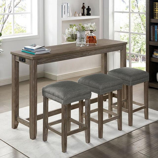 CAERLEON 4 Pc. Counter Ht. Table Set, Wire-brushed Gray - Inland Furniture (San Bernardino, CA)