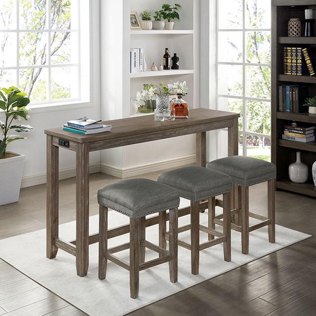 CAERLEON 4 Pc. Counter Ht. Table Set, Wire-brushed Gray - Inland Furniture (San Bernardino, CA)