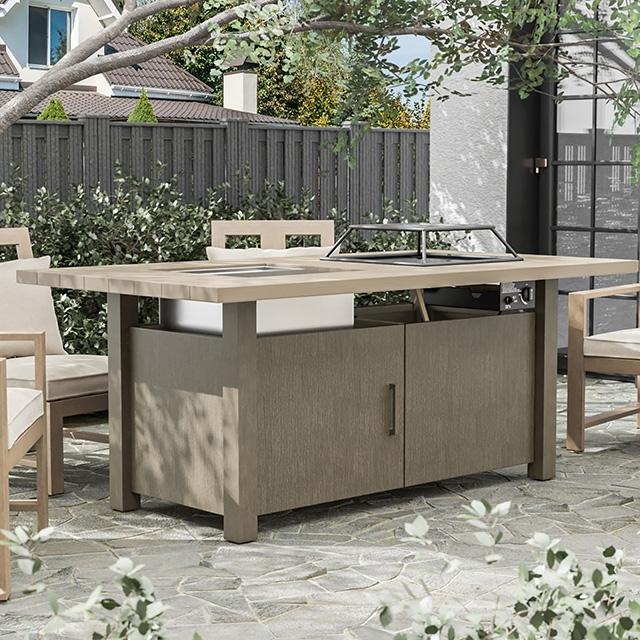 Bordeaux Dining Table w/ Fire Pit & Cooler - Inland Furniture (San Bernardino, CA)