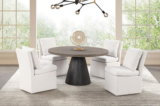Broager 5 Pc Dining Table Set (Light Gray Caster Chairs) - Inland Furniture (San Bernardino, CA)