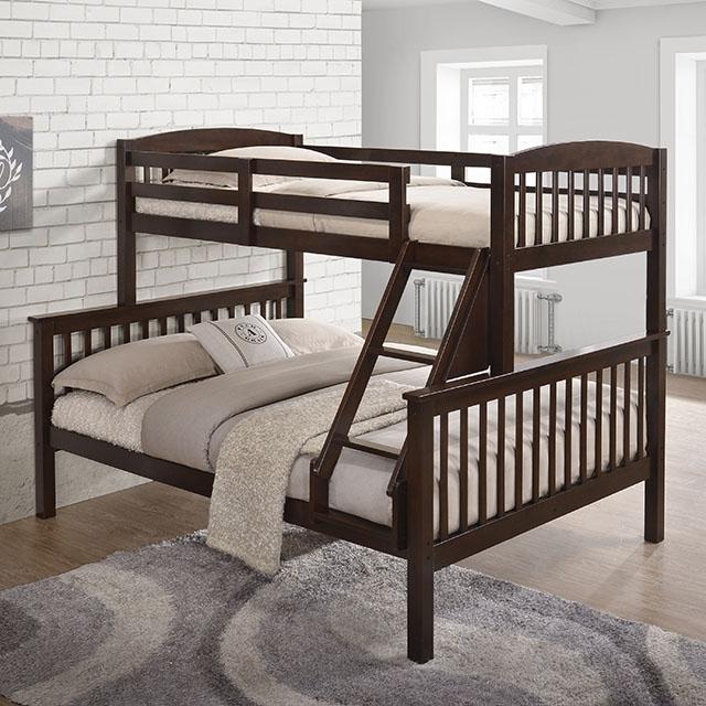 Brookings Twin/Full Bunk Bed White, Brown & Black - Inland Furniture (San Bernardino, CA)