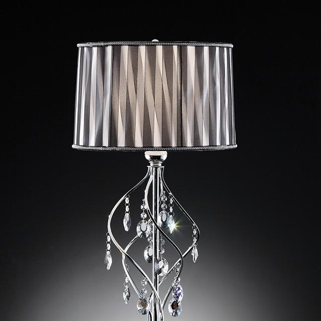 Arya Black/Chrome Table Lamp, Hanging Crystal - Inland Furniture (San Bernardino, CA)