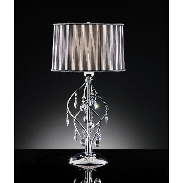 Arya Black/Chrome Table Lamp, Hanging Crystal - Inland Furniture (San Bernardino, CA)