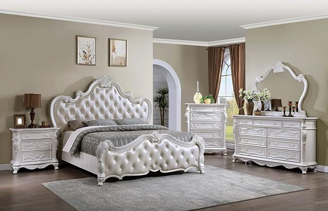 Ventresca 4 & 5 Piece Queen Bedroom Set White & Chrome - Inland Furniture (San Bernardino, CA)