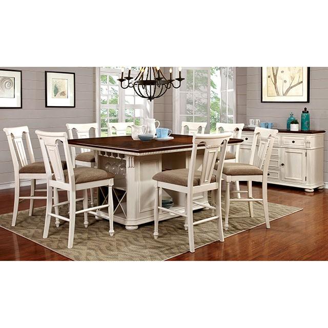 SABRINA Off White/Cherry Counter Ht. Table, Cherry & White - Inland Furniture (San Bernardino, CA)