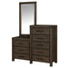Rexburg Wire-Brushed Rustic Brown 8-Drawer Dresser Mirror - Inland Furniture (San Bernardino, CA)